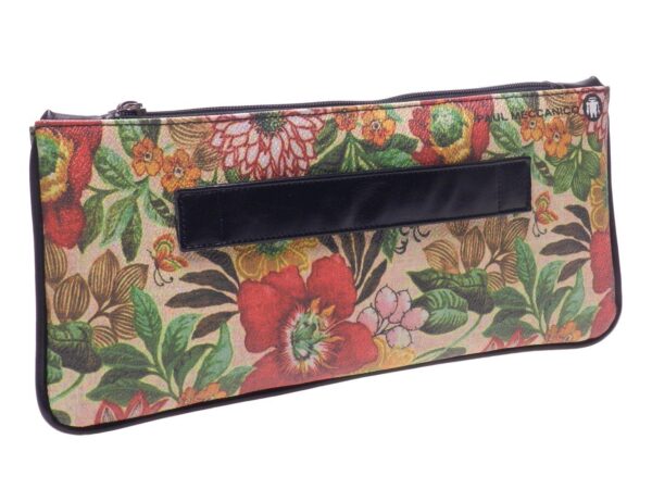 POCHETTE PAUL MECCANICO IN HAMMERED FAUX LEATHER. RIBELLA MODEL BEIGE COLOUR FLORAL FANTASY. - Unique Pieces Paul Meccanico