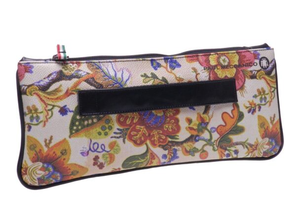 POCHETTE PAUL MECCANICO IN HAMMERED FAUX LEATHER. RIBELLA MODEL WHITE COLOR FLORAL FANTASY. - Unique Pieces Paul Meccanico