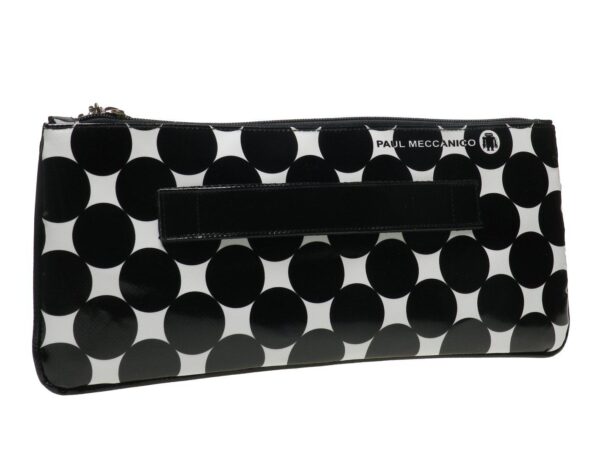 POCHETTE PAUL MECCANICO IN LORRY TARPAULIN. RIBELLA MODEL BLACK AND WHITE FANTASY. - Unique Pieces Paul Meccanico