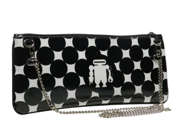 POCHETTE PAUL MECCANICO IN LORRY TARPAULIN. RIBELLA MODEL BLACK AND WHITE FANTASY. - Unique Pieces Paul Meccanico