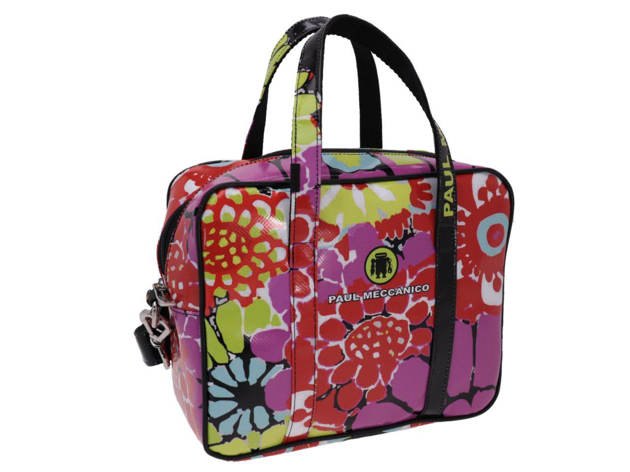 RECTANGULAR WOMAN'S BAG FLORAL FANTASY. MODEL PINCA MADE OF LORRY TARPAULIN. - Unique Pieces Paul Meccanico