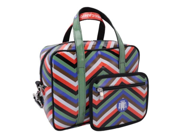 RECTANGULAR WOMAN'S BAG MULTICOLOR ZIG ZAG FANTASY. MODEL PINCA MADE OF LORRY TARPAULIN. - Unique Pieces Paul Meccanico