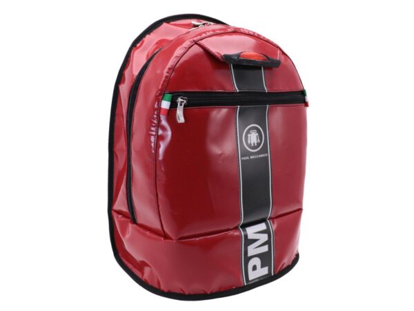 RED AND BLACK BACKPACK PAUL MECCANICO. MODEL SUPER MADE OF LORRY TARPAULIN. - Limited Edition Paul Meccanico