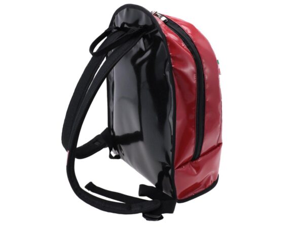 RED AND BLACK BACKPACK PAUL MECCANICO. MODEL SUPER MADE OF LORRY TARPAULIN. - Limited Edition Paul Meccanico