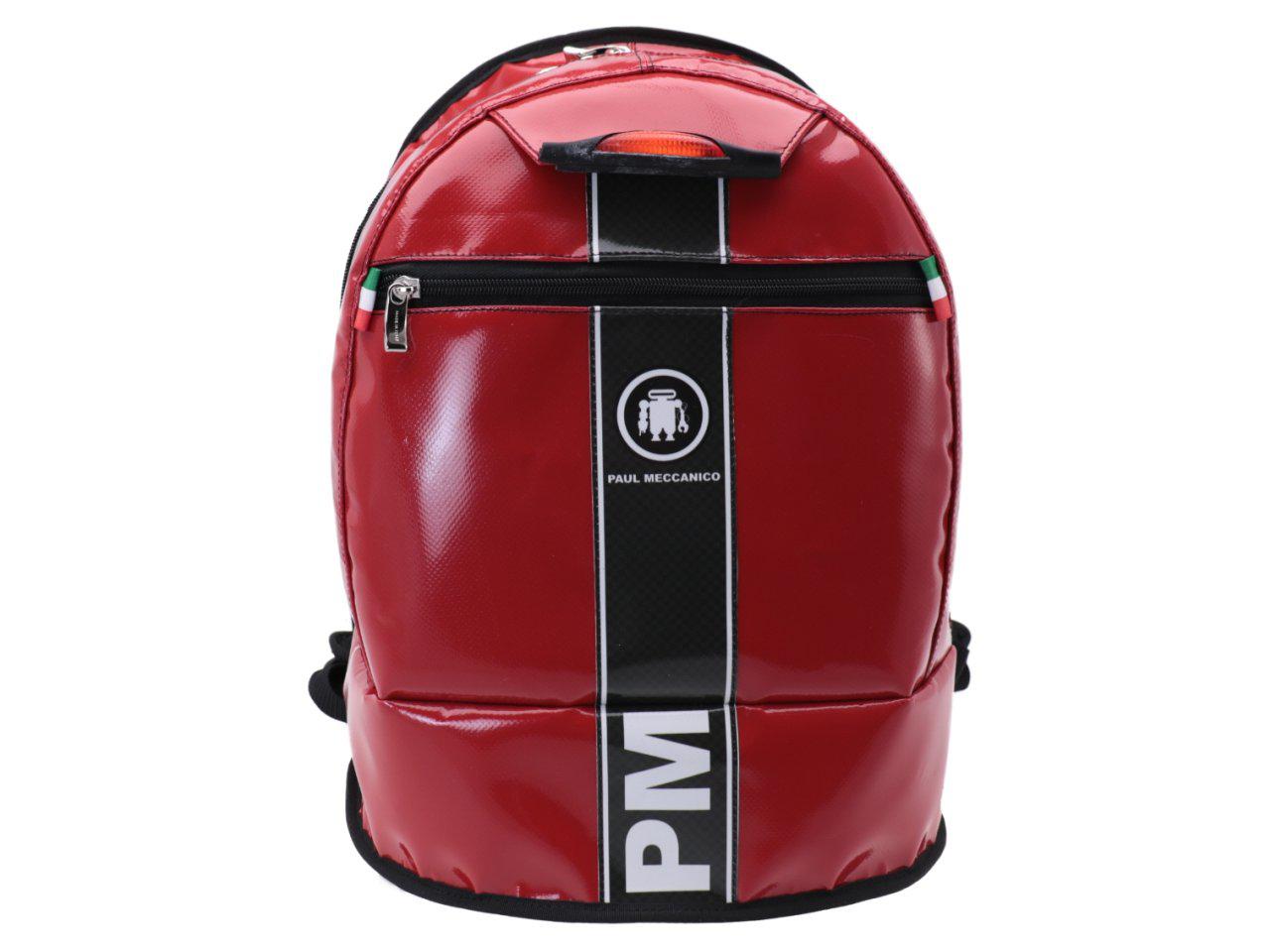 RED AND BLACK BACKPACK PAUL MECCANICO. MODEL SUPER MADE OF LORRY TARPAULIN. - Limited Edition Paul Meccanico