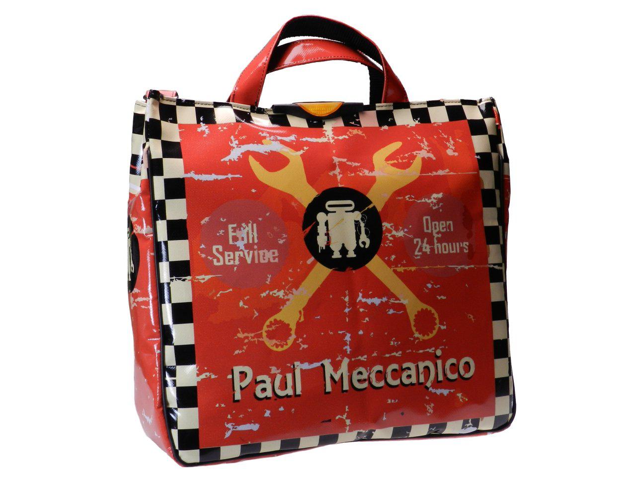 RED TOTE BAG WORKSHOP STYLE. AIRSTONE MODEL MADE OF LORRY TARPAULIN. - Unique Pieces Paul Meccanico