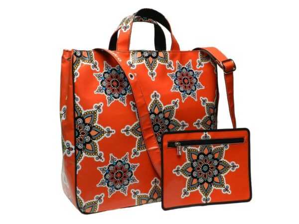 RED VERMILION MAXI TOTE BAG WITH MANDALA PRINT - Paul Meccanico