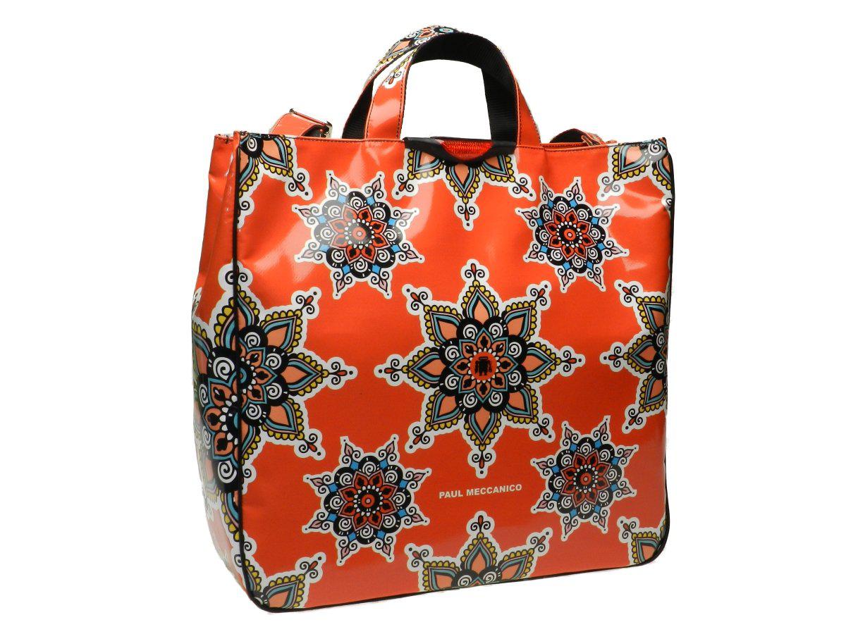 RED VERMILION MAXI TOTE BAG WITH MANDALA PRINT - Paul Meccanico
