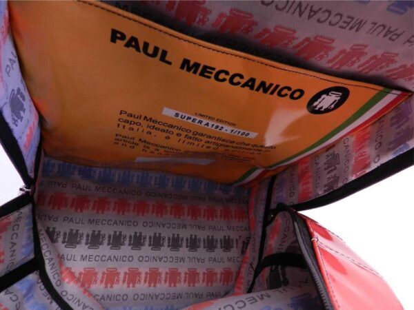 RED, WHITE AND BLACK BACKPACK. SUPER MODEL MADE OF LORRY TARPAULIN. - Limited Edition Paul Meccanico