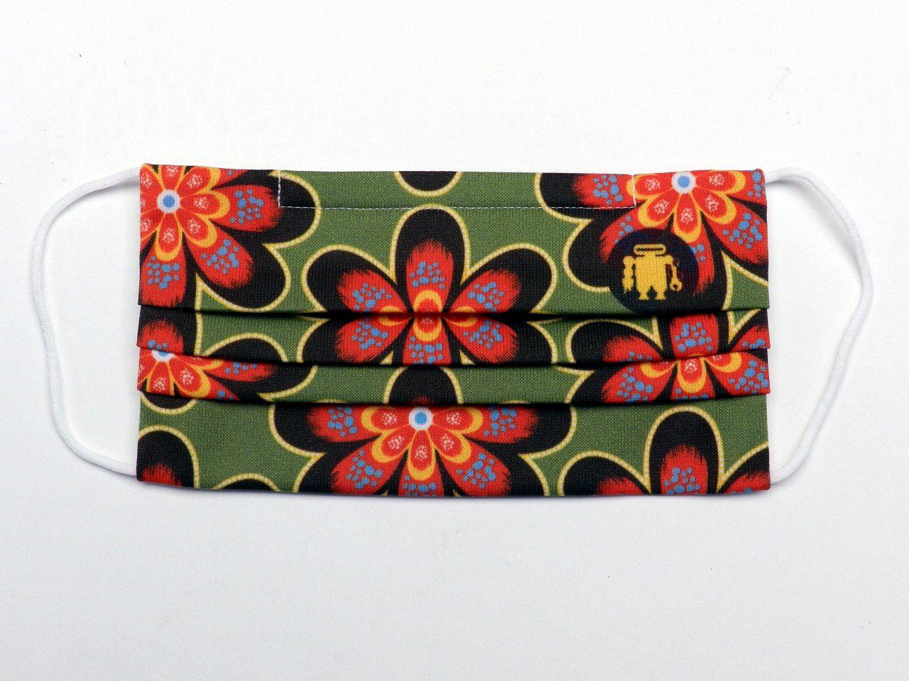 REUSABLE MASK DARK GREEN COLOUR FLORAL FANTASY WITH 3 FILTERS INCLUDED. - Paul Meccanico
