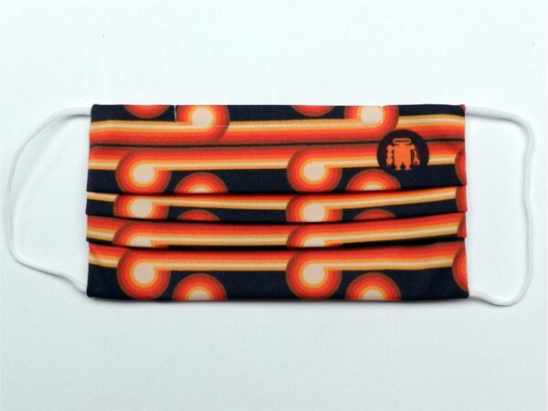 REUSABLE MASK ORANGE AND BLACK COLOURS 70S STYLE WITH 3 FILTERS INCLUDED. - Paul Meccanico