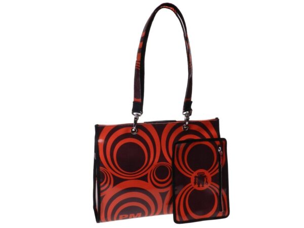 SHOPPER BAG 60'S STYLE BROWN AND ORANGE COLOURS. PEPE MODEL MADE OF LORRY TARPAULIN. - Unique Pieces Paul Meccanico