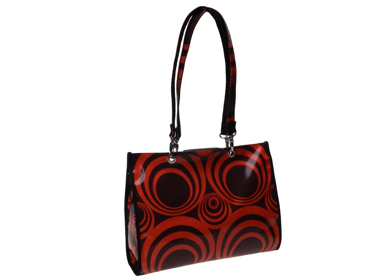 SHOPPER BAG 60'S STYLE BROWN AND ORANGE COLOURS. PEPE MODEL MADE OF LORRY TARPAULIN. - Unique Pieces Paul Meccanico