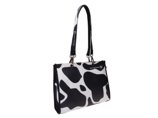 SHOPPER BAG BLACK AND WHITE COLOURS ANIMALIER FANTASY. PEPE MODEL MADE OF SOFT SYNTHETIC LEATHER. - Unique Pieces Paul Meccanico