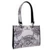 SHOPPER BAG BLACK AND WHITE FLORAL FANTASY. PEPE MODEL MADE OF SOFT SYNTHETIC LEATHER. - Unique Pieces Paul Meccanico