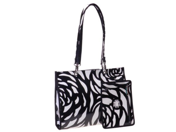SHOPPER BAG BLACK AND WHITE. PEPE MODEL MADE OF LORRY TARPAULIN. - Unique Pieces Paul Meccanico