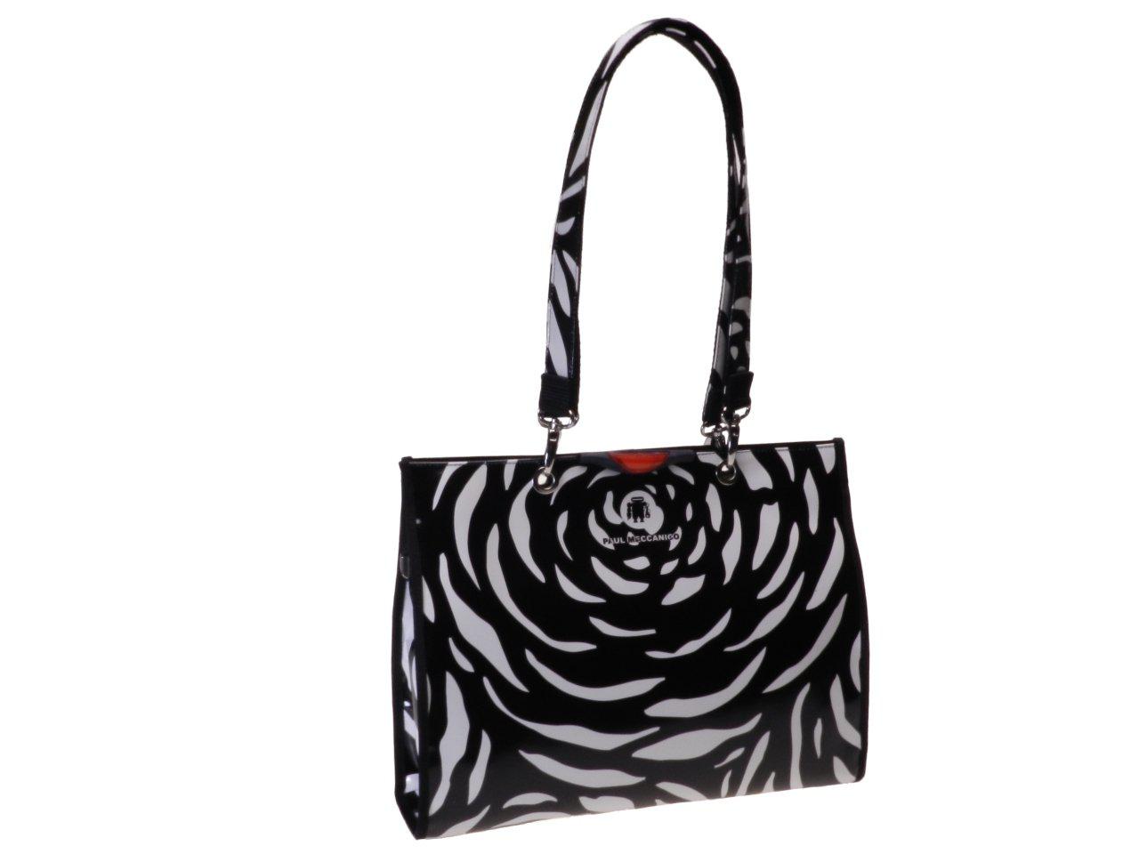 SHOPPER BAG BLACK AND WHITE. PEPE MODEL MADE OF LORRY TARPAULIN. - Unique Pieces Paul Meccanico