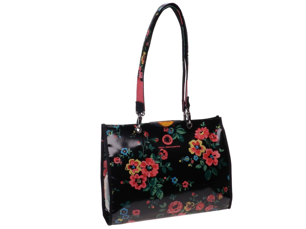 SHOPPER BAG BLACK COLOUR. PEPE MODEL MADE OF LORRY TARPAULIN. - Unique Pieces Paul Meccanico