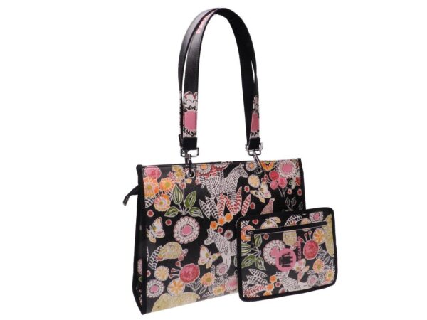 SHOPPER BAG BLACK COLOUR SAVANA STYLE. PEPE MODEL MADE OF SOFT SYNTHETIC LEATHER. - Unique Pieces Paul Meccanico