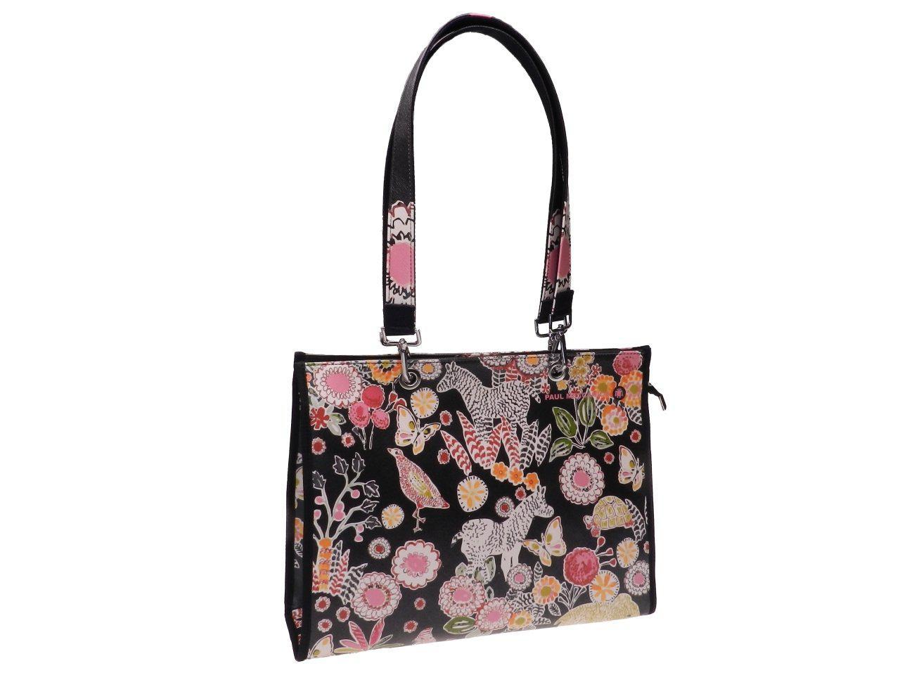 SHOPPER BAG BLACK COLOUR SAVANA STYLE. PEPE MODEL MADE OF SOFT SYNTHETIC LEATHER. - Unique Pieces Paul Meccanico