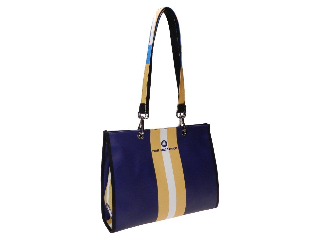 SHOPPER BAG BLUE COLOUR. PEPE MODEL MADE OF SOFT SYNTHETIC LEATHER. - Unique Pieces Paul Meccanico