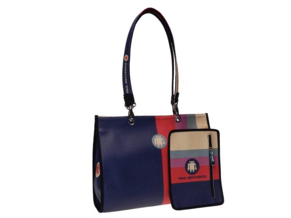 SHOPPER BAG GEOMETRIC FANTASY. PEPE MODEL MADE OF CRUELTY FREE LEATHER. - Unique Pieces Paul Meccanico