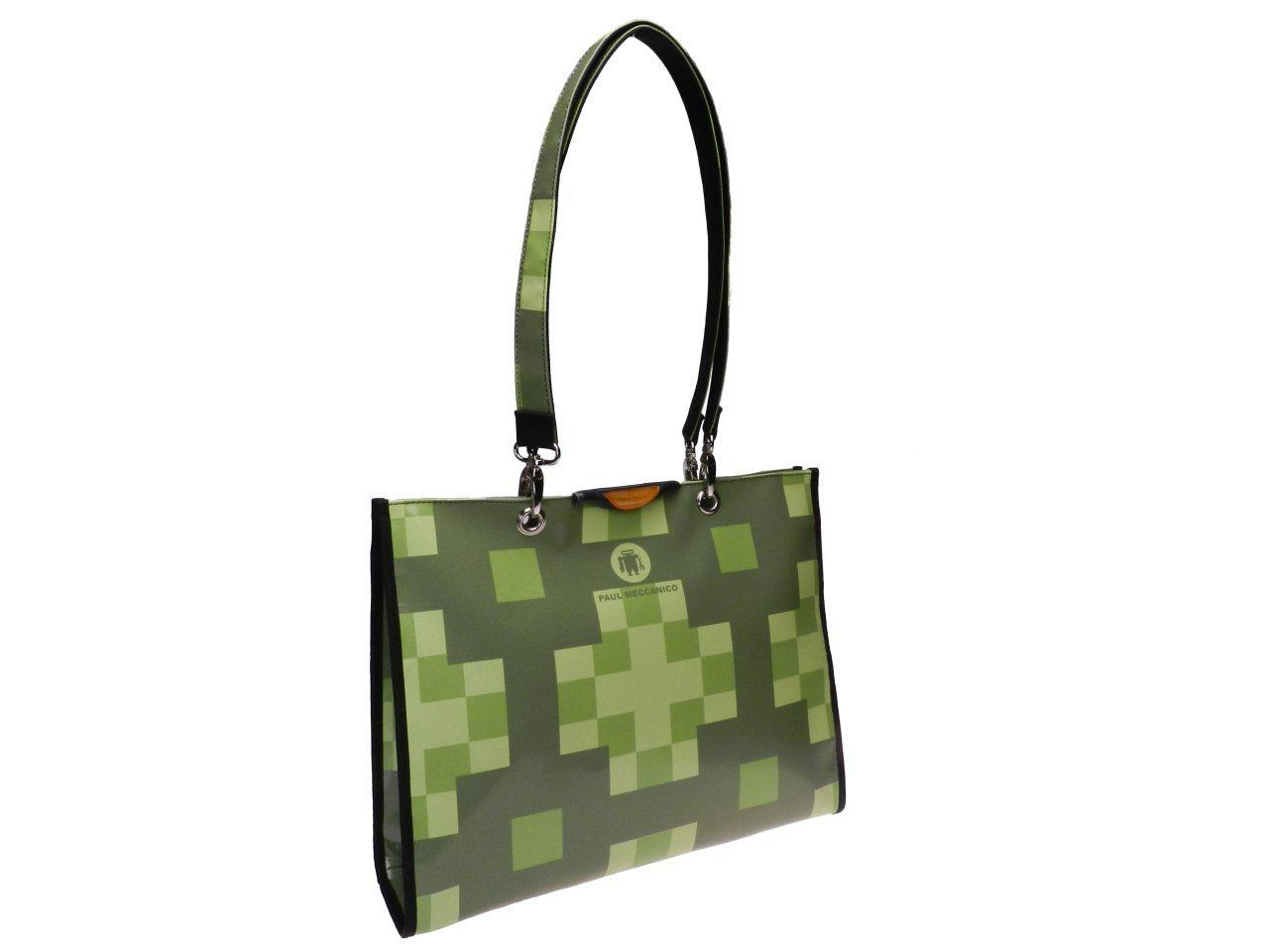 SHOPPER BAG GREEN COLOUR. PEPE MODEL MADE OF LORRY TARPAULIN. - Unique Pieces Paul Meccanico