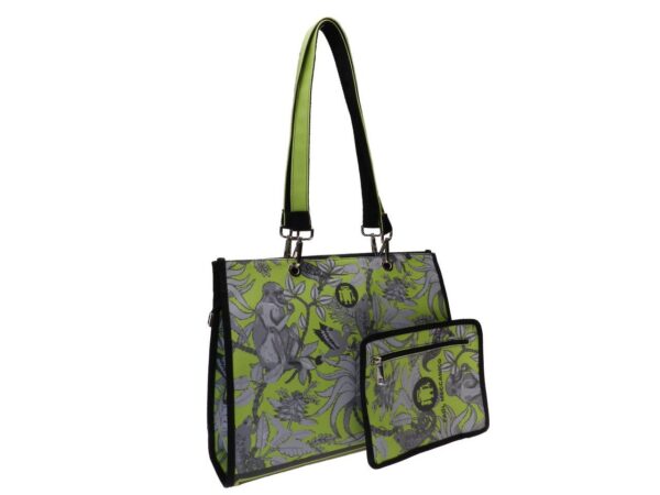 SHOPPER BAG GREEN COLOUR SAVANNAH STYLE. PEPE MODEL MADE OF SOFT SYNTHETIC LEATHER. - Unique Pieces Paul Meccanico