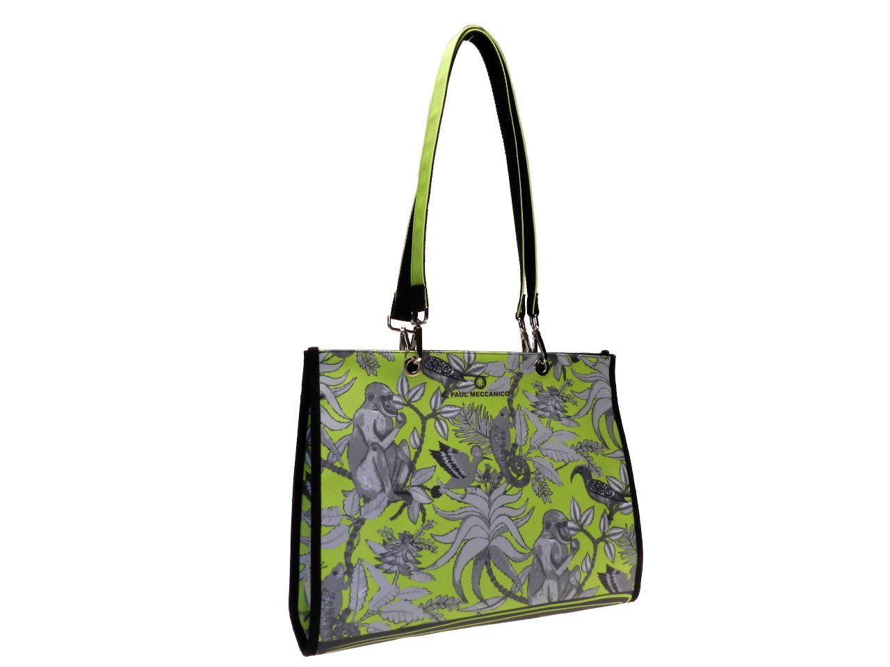 SHOPPER BAG GREEN COLOUR SAVANNAH STYLE. PEPE MODEL MADE OF SOFT SYNTHETIC LEATHER. - Unique Pieces Paul Meccanico