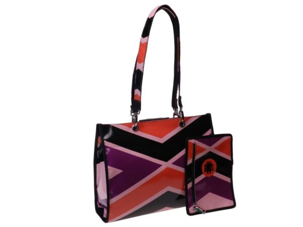 SHOPPER BAG MULTICOLOR GEOMETRIC FANTASY. PEPE MODEL MADE OF LORRY TARPAULIN. - Unique Pieces Paul Meccanico