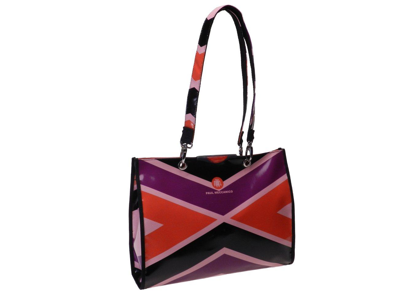 SHOPPER BAG MULTICOLOR GEOMETRIC FANTASY. PEPE MODEL MADE OF LORRY TARPAULIN. - Unique Pieces Paul Meccanico
