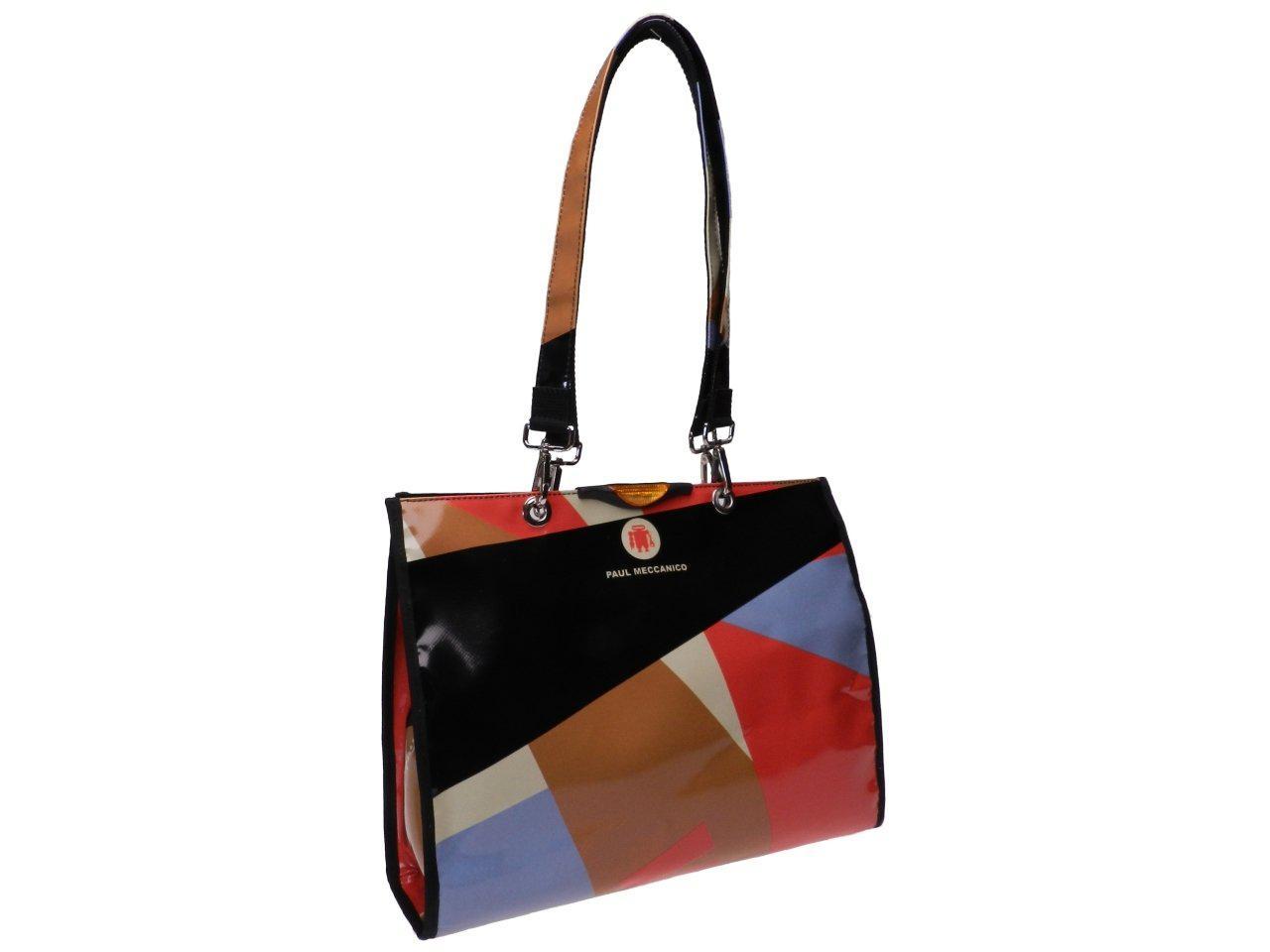 SHOPPER BAG MULTICOLOR GEOMETRIC FANTASY. PEPE MODEL MADE OF LORRY TARPAULIN. - Unique Pieces Paul Meccanico