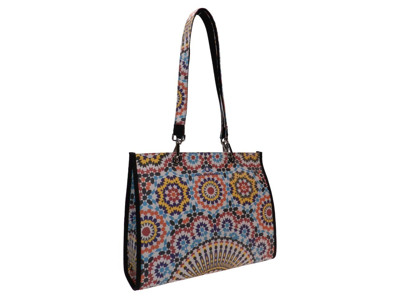 SHOPPER BAG MULTICOLOR MAJOLICA FANTASY. PEPE MODEL MADE OF SOFT SYNTHETIC LEATHER. - Unique Pieces Paul Meccanico