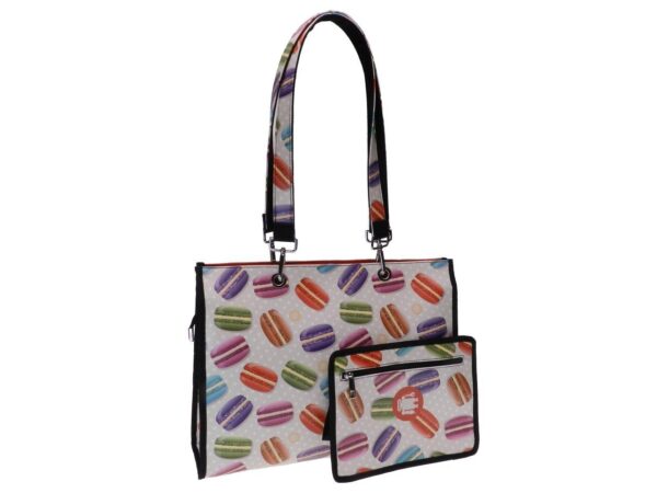 SHOPPER OFF WHITE WITH COLOURFUL BISCUITS. MODEL PEPE MADE OF FAUX LEATHER. - Unique Pieces Paul Meccanico