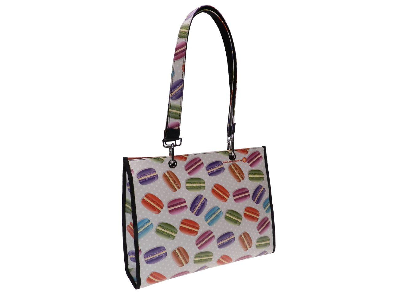 SHOPPER OFF WHITE WITH COLOURFUL BISCUITS. MODEL PEPE MADE OF FAUX LEATHER. - Unique Pieces Paul Meccanico