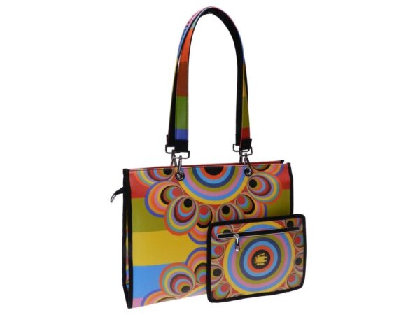 SHOPPER BAG OPTICAL MULTICOLOR. PEPE MODEL MADE OF SOFT SYNTHETIC LEATHER. - Unique Pieces Paul Meccanico