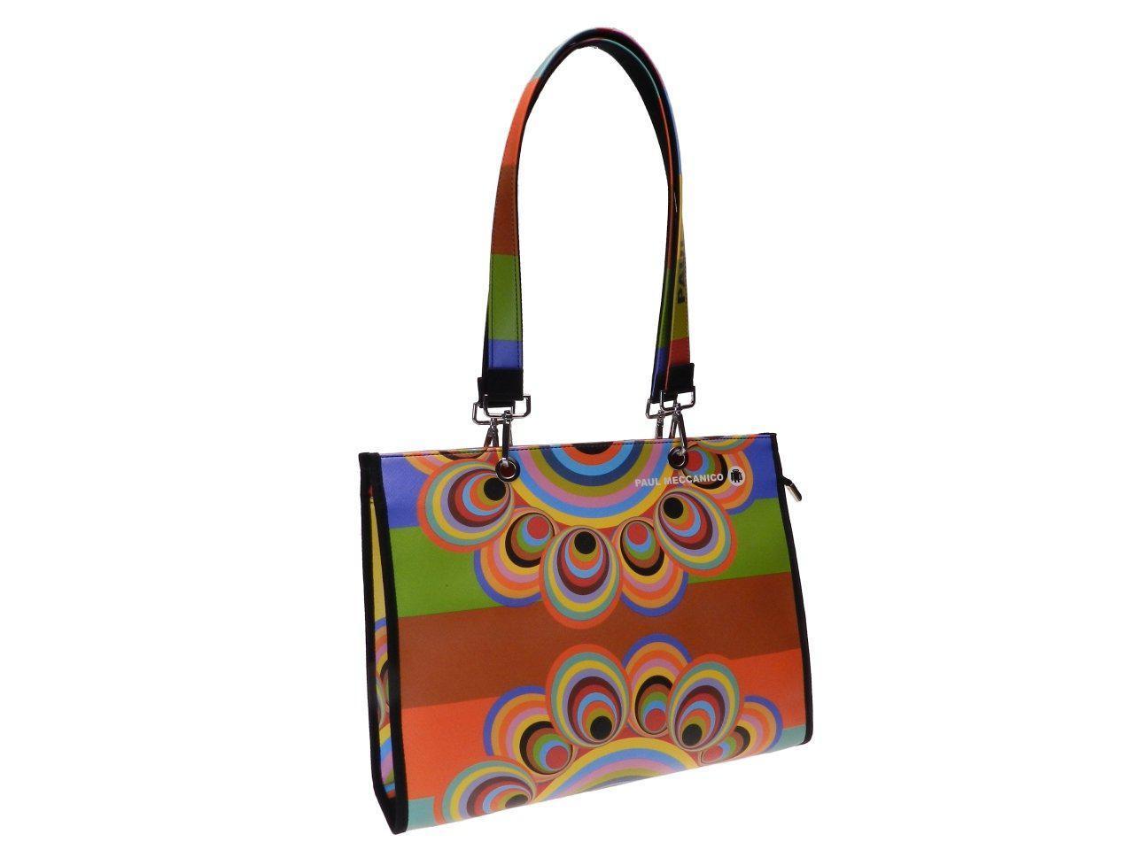 SHOPPER BAG OPTICAL MULTICOLOR. PEPE MODEL MADE OF SOFT SYNTHETIC LEATHER. - Unique Pieces Paul Meccanico