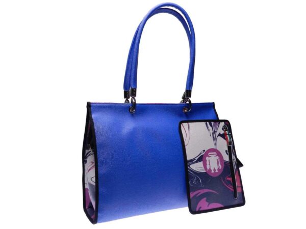 SHOPPER BAG PAUL MECCANICO BLUE COLOR. PEPE MODEL MADE OF HAMMERED FAUX LEATHER. - Unique Pieces Paul Meccanico