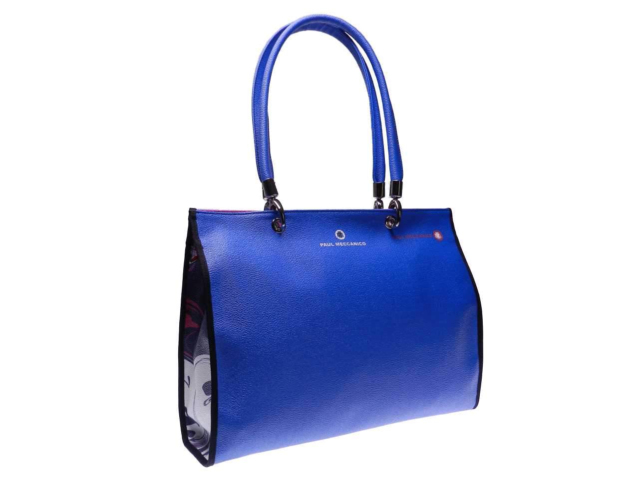 SHOPPER BAG PAUL MECCANICO BLUE COLOR. PEPE MODEL MADE OF HAMMERED FAUX LEATHER. - Unique Pieces Paul Meccanico