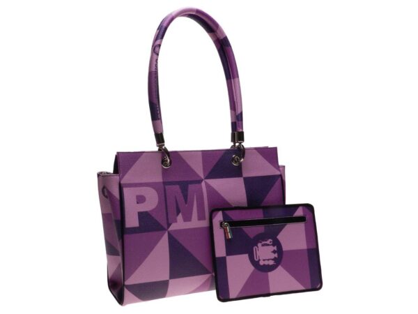 SHOPPER BAG PAUL MECCANICO MADE OF SYNTHETIC LEATHER. PEPE EVOLUTION MODEL GEOMETRIC FANTASY LILAC COLOUR. - Unique Pieces Paul Meccanico