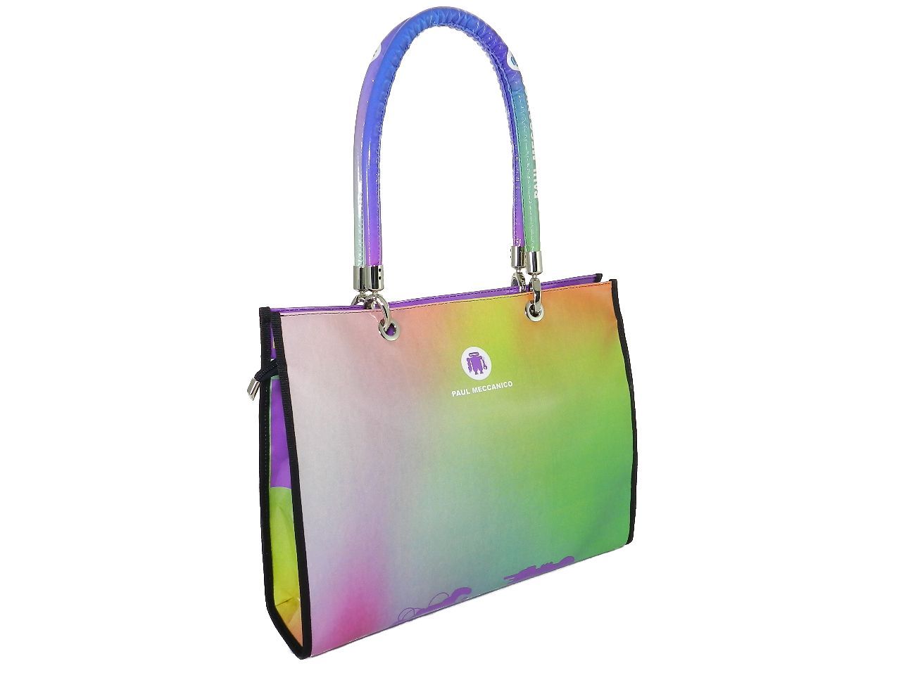 SHOPPER BAG PAUL MECCANICO. MODEL PEPE EVOLUTION GREEN, FUXIA AND VIOLET COLOURS WITH SHADED FANTASY. - Unique Pieces Paul Meccanico