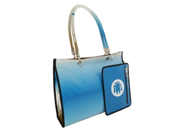 SHOPPER BAG PAUL MECCANICO. MODEL PEPE EVOLUTION LIGHT BLUE AND BROWN COLOURS WITH SHADED EFFECT. - Unique Pieces Paul Meccanico