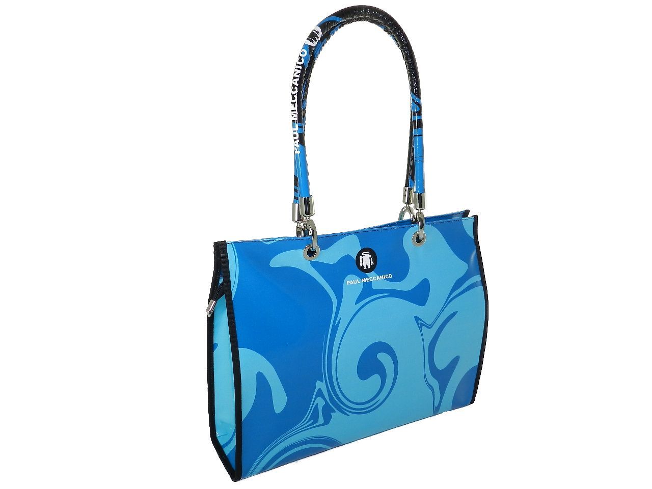 SHOPPER BAG PAUL MECCANICO. MODEL PEPE EVOLUTION LIGHT BLUE COLOR WITH WITH ACQUATIC FANTASY. - Unique Pieces Paul Meccanico