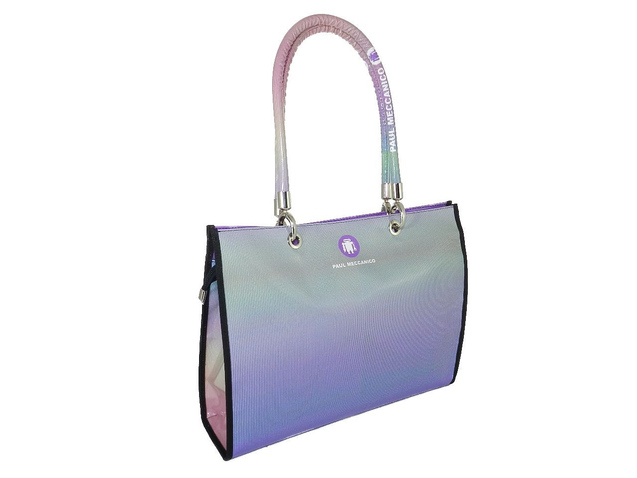 SHOPPER BAG PAUL MECCANICO. MODEL PEPE EVOLUTION LILAC, LIGHT BLUE AND GREEN COLOURS WITH SHADED EFFECT. - Unique Pieces Paul Meccanico