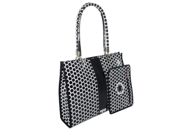 SHOPPER BAG PAUL MECCANICO. MODEL PEPE EVOLUTION OPTICAL BLACK & WHITE FANTASY. - Unique Pieces Paul Meccanico
