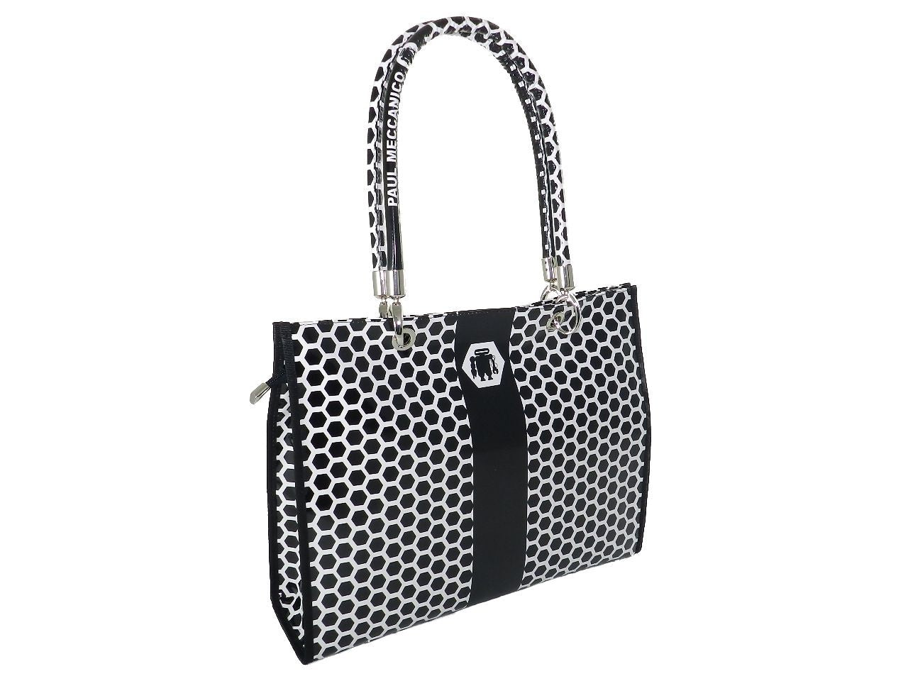 SHOPPER BAG PAUL MECCANICO. MODEL PEPE EVOLUTION OPTICAL BLACK & WHITE FANTASY. - Unique Pieces Paul Meccanico