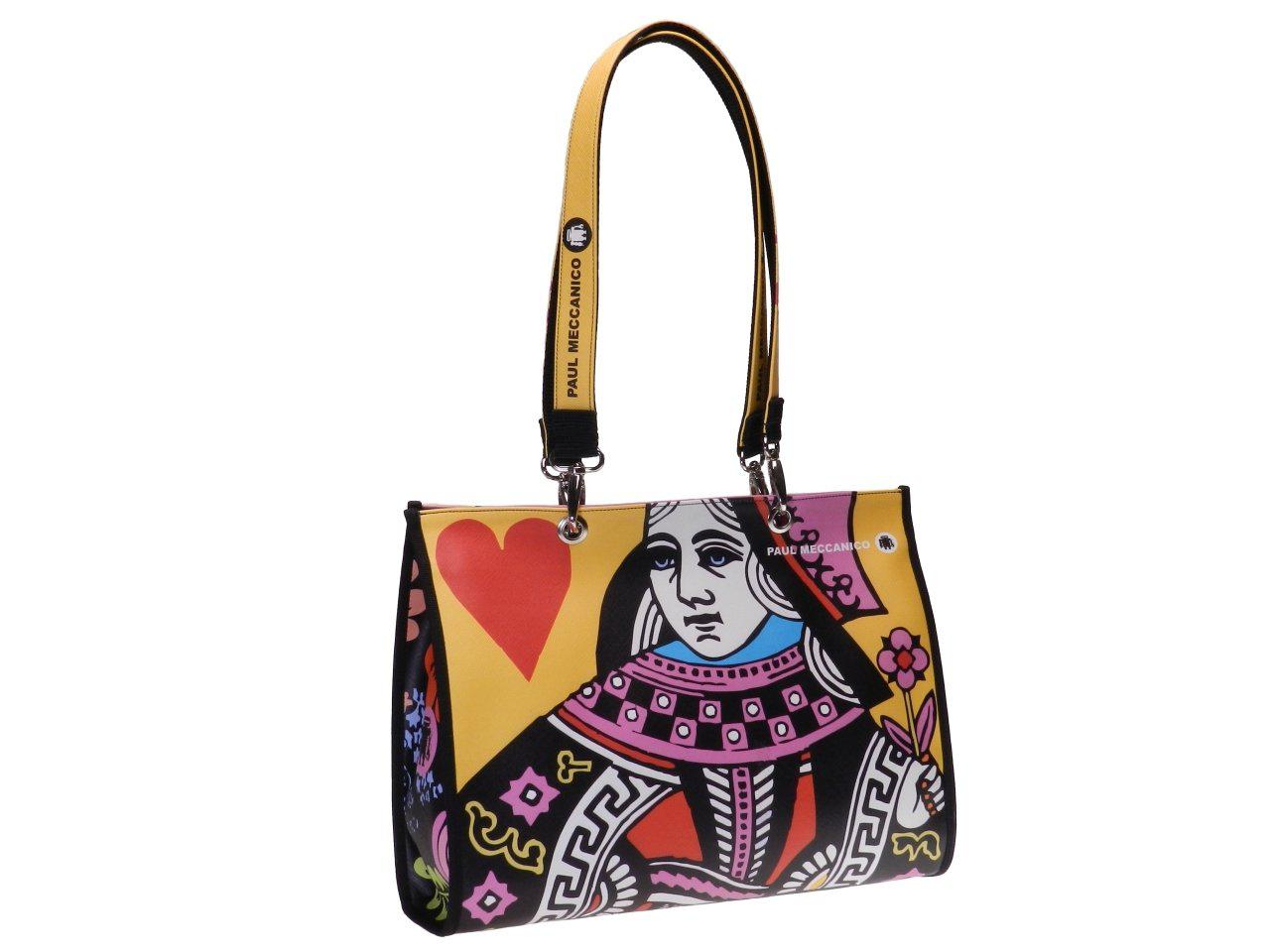 SHOPPER BAG POKER FANTASY. PEPE MODEL MADE OF CRUELTY FREE LEATHER. - Unique Pieces Paul Meccanico