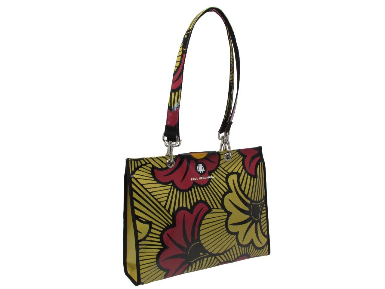 SHOPPER RED AND MUSTARD AFRO FANTASY. MODEL PEPE MADE OF LORRY TARPAULIN. - Unique Pieces Paul Meccanico