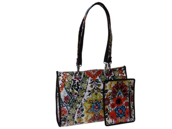 SHOPPER BAG WHITE COLOUR FLORAL FANTASY. PEPE MODEL MADE OF LORRY TARPAULIN. - Unique Pieces Paul Meccanico