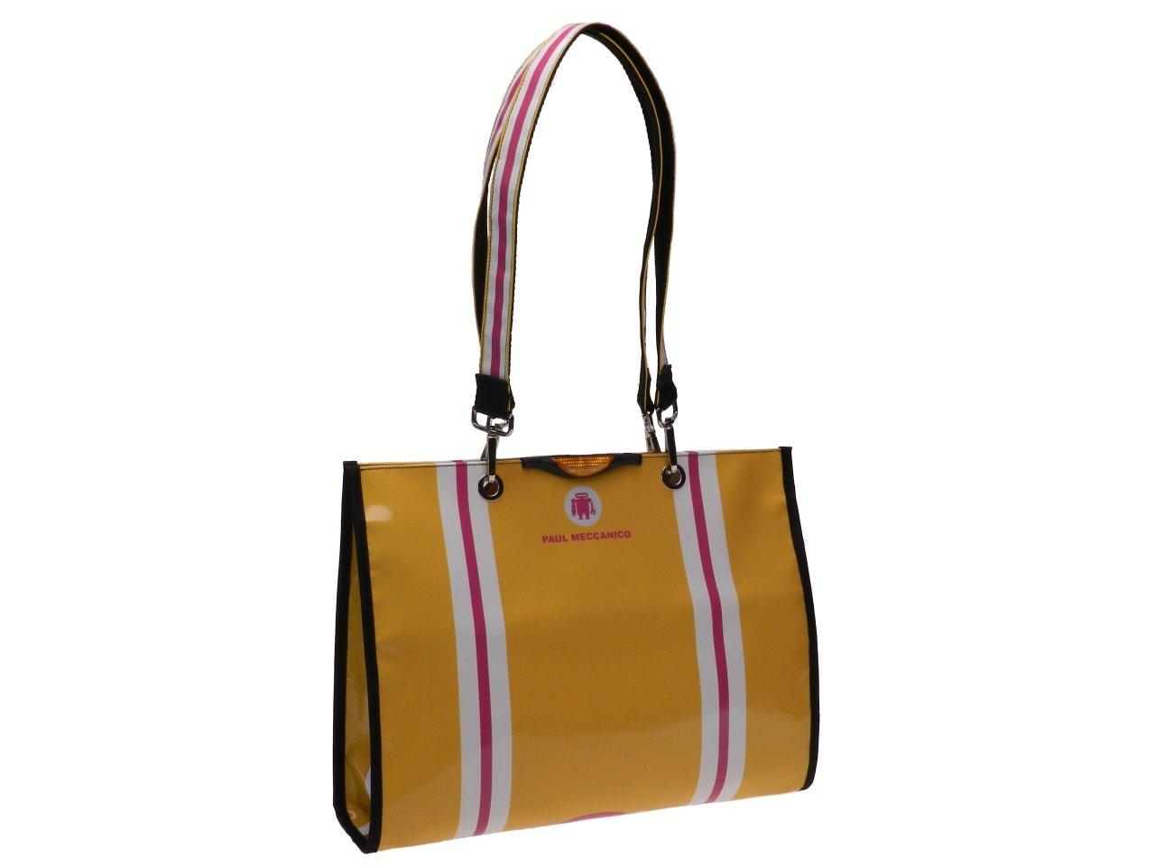SHOPPER BAG YELLOW COLOUR WITH RACER FANTASY. PEPE MODEL MADE OF LORRY TARPAULIN. - Unique Pieces Paul Meccanico